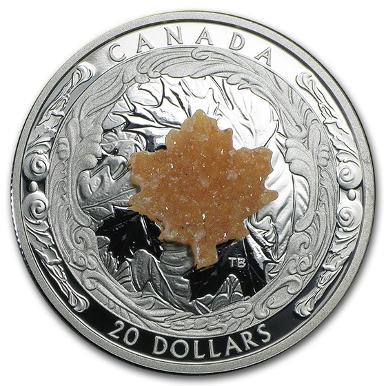 2016 Canada 1 oz Silver $20 Majestic Maple Leaves (w/Drusy Stone) 2016 Canada 1 oz Silver $20 Majestic Maple Leaves (w/Drusy Stone)