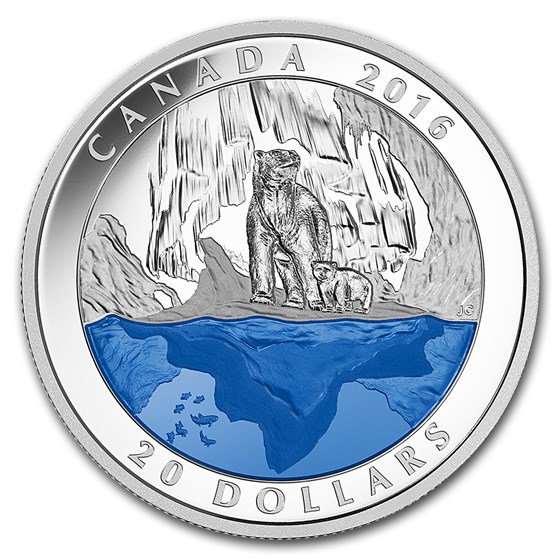 2016 Canada 1 oz Silver $20 Proof Iconic Canada Polar Bear 2016 Canada 1 oz Silver $20 Proof Iconic Canada Polar Bear