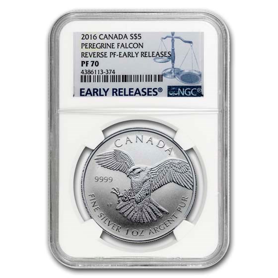 2016 Canada 1 oz Silver $5 Peregrine Falcon PF-70 NGC (ER) 2016 Canada 1 oz Silver $5 Peregrine Falcon PF-70 NGC (ER)