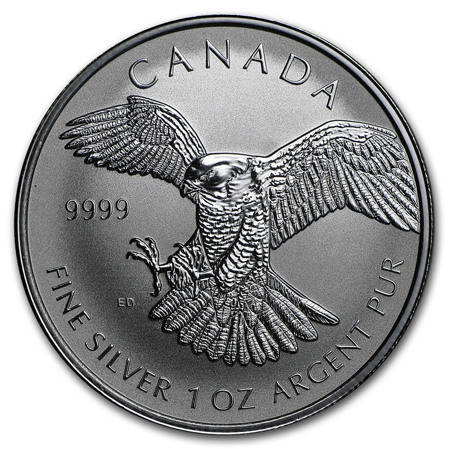 2016 Canada 1 oz Silver $5 Peregrine Falcon Reverse Proof