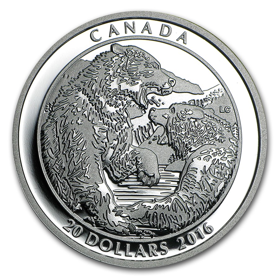 2016 Canada 1 oz Silver Grizzly Bear: The Battle