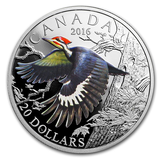2016 Canada 1 oz Silver Migratory Birds (Pileated Woodpecker) 2016 Canada 1 oz Silver Migratory Birds (Pileated Woodpecker)