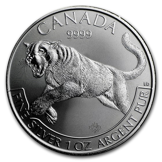 2016 Canada 1 oz Silver Wildlife Cougar (Abrasions, Spotted)