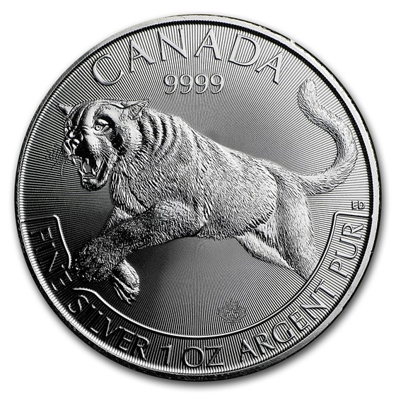 2016 Canada 1 oz Silver Wildlife Cougar (Abrasions, Spotted) 2016 Canada 1 oz Silver Wildlife Cougar (Abrasions, Spotted)