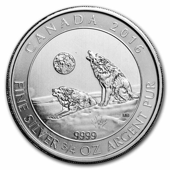 2016 Canada 3/4 oz Silver Grey Wolf BU (Spotted) 2016 Canada 3/4 oz Silver Grey Wolf BU (Spotted)