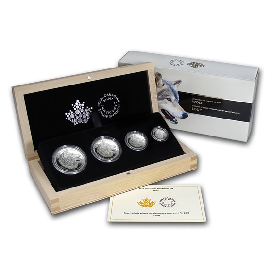 2016 Canada 4-Coin Proof Silver Wolf Fractional Set