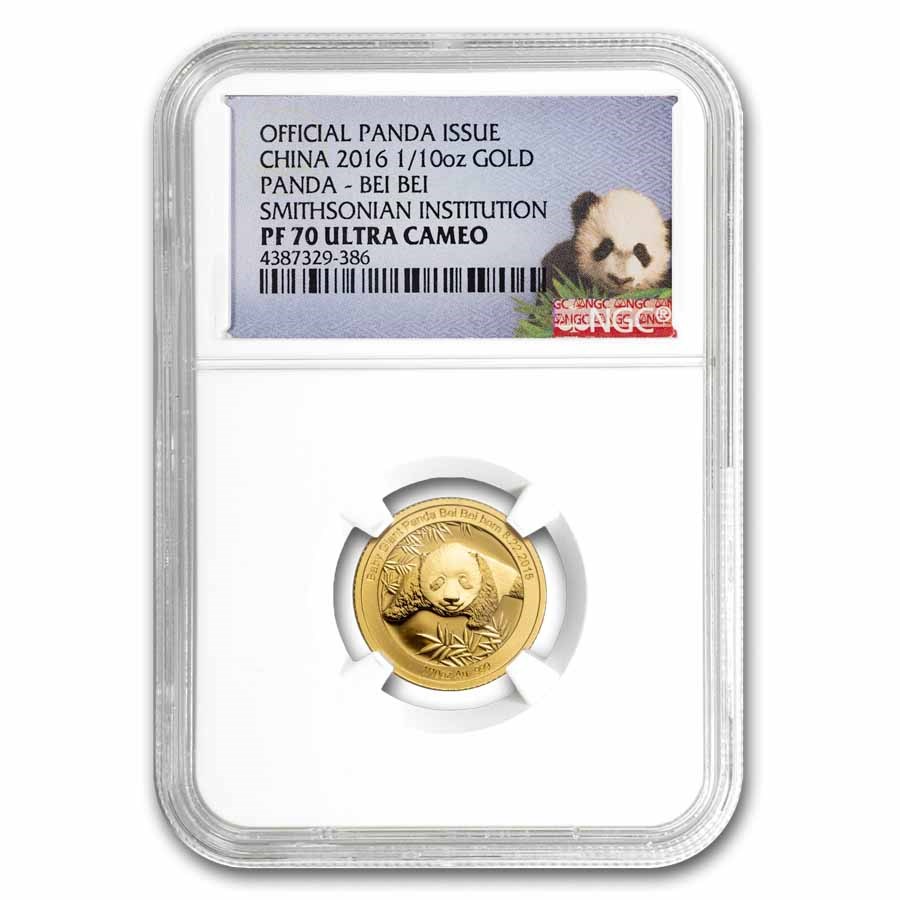 2016 China 1/10 oz Gold Panda Bei Bei PF-70 UCAM NGC