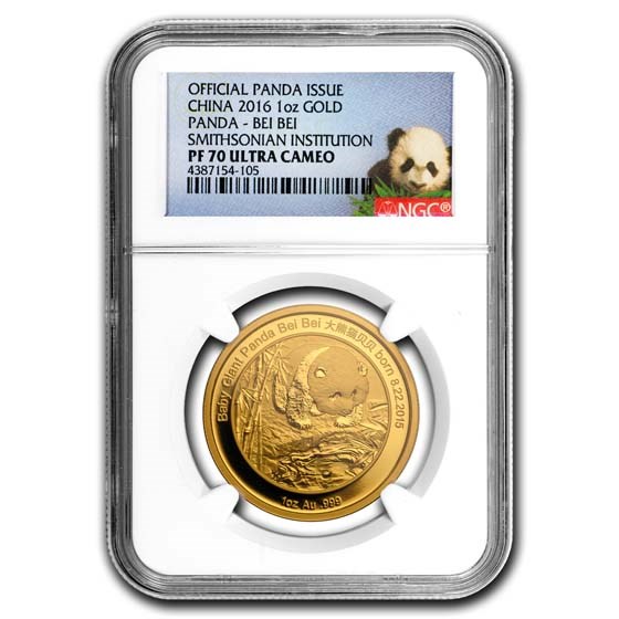 2016 China 1 oz Gold Panda Bei Bei PF-70 UCAM NGC