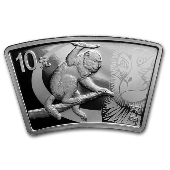 2016 China 1 oz Silver Monkey Proof Fan Coin (w/Box & COA) 2016 China 1 oz Silver Monkey Proof Fan Coin (w/Box & COA)
