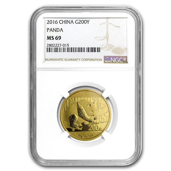 2016 China 15 Gram Gold Panda MS-69 NGC
