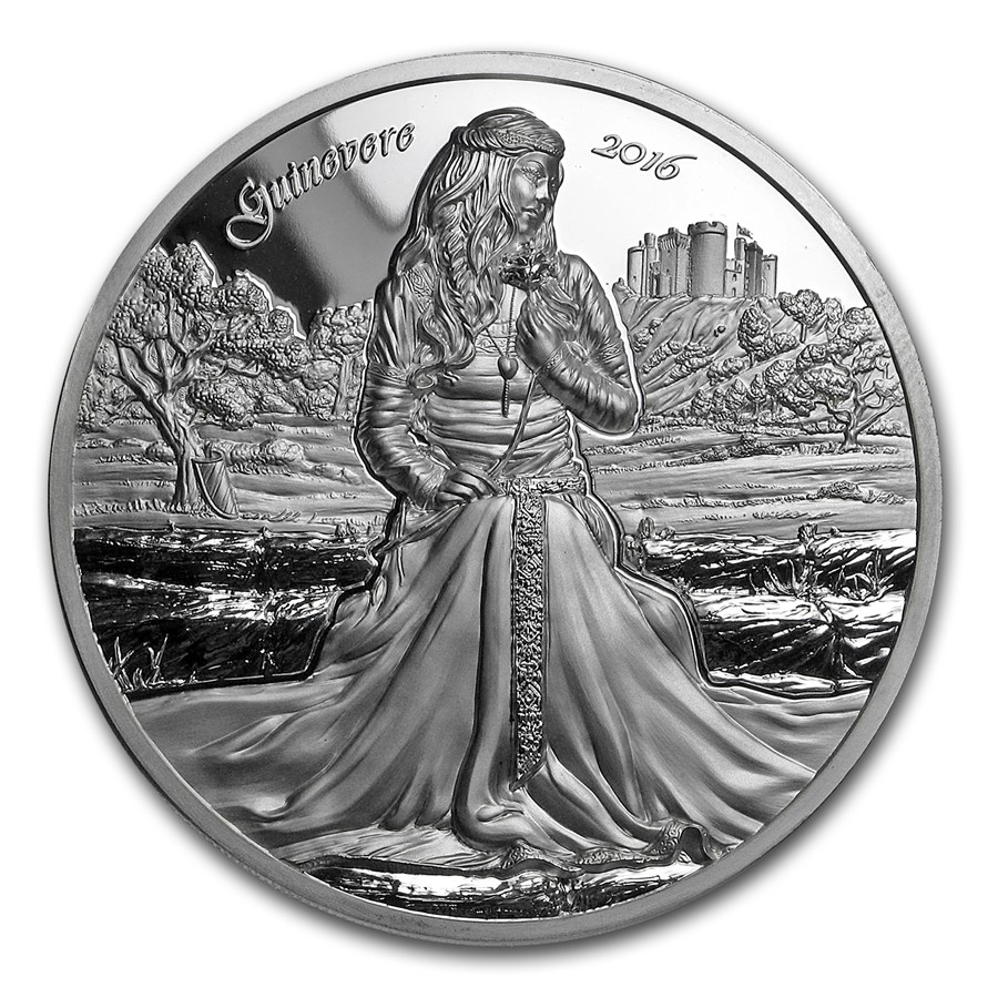 2016 Cook Islands 2 oz Silver Ultra High Relief Lady Guinevere