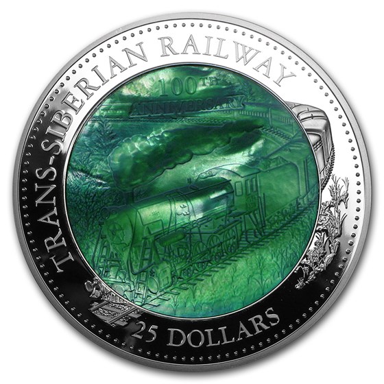 2016 Cook Islands 5 oz Ag Mother of Pearl Trans-Siberian Railway 2016 Cook Islands 5 oz Ag Mother of Pearl Trans-Siberian Railway