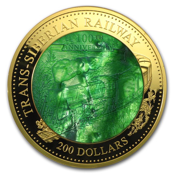 2016 Cook Islands 5 oz Au Mother of Pearl Trans-Siberian Railway 2016 Cook Islands 5 oz Au Mother of Pearl Trans-Siberian Railway