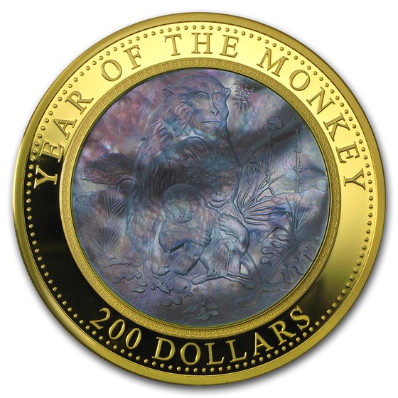 2016 Cook Islands 5 oz Gold Mother of Pearl Year of the Monkey 2016 Cook Islands 5 oz Gold Mother of Pearl Year of the Monkey