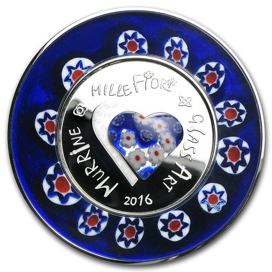 2016 Cook Islands Silver Murrine Millefiori Glass Art 2016 Cook Islands Silver Murrine Millefiori Glass Art