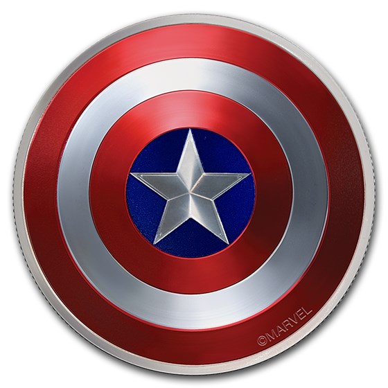 2016 Fiji 2 oz Proof Silver Domed "Captain America" Shield 2016 Fiji 2 oz Proof Silver Domed "Captain America" Shield