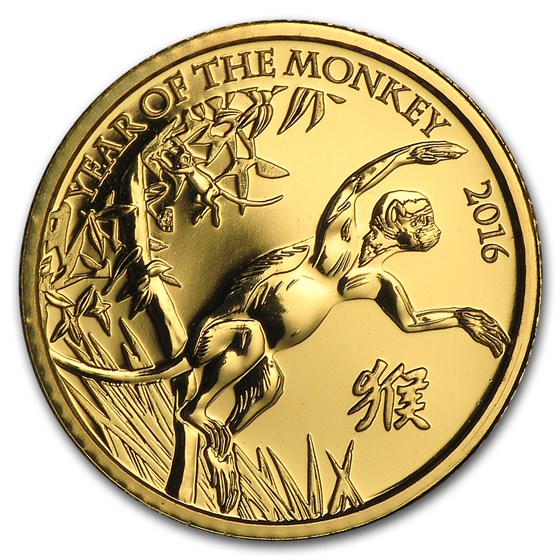 2016 GB 1/10 oz Gold Year of the Monkey BU (w/Box & COA) 2016 GB 1/10 oz Gold Year of the Monkey BU (w/Box & COA)