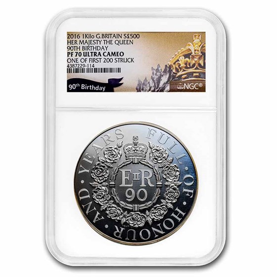 2016 GB 1 Kilo Her Majesty The Queen 90th Birthday NGC PF70 UC 2016 GB 1 Kilo Her Majesty The Queen 90th Birthday NGC PF70 UC