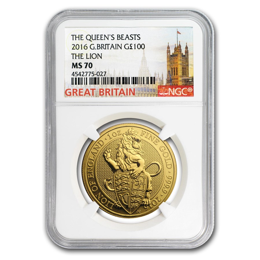 2016 GB 1 oz Gold Queen's Beasts The Lion MS-70 NGC
