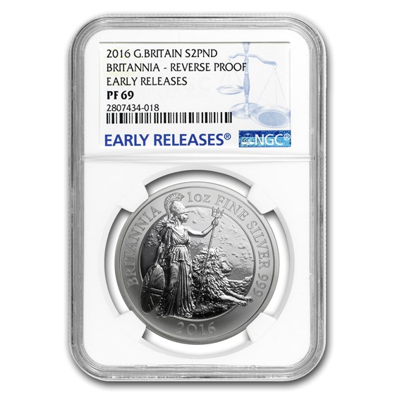 2016 GB 1 oz Reverse Proof Silver Britannia PF-69 NGC (ER) 2016 GB 1 oz Reverse Proof Silver Britannia PF-69 NGC (ER)