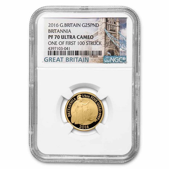 2016 Great Britain 1/4 oz Gold Britannia PF-70 NGC 2016 Great Britain 1/4 oz Gold Britannia PF-70 NGC