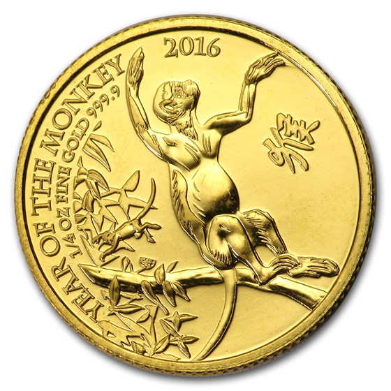 2016 Great Britain 1/4 oz Gold Year of the Monkey BU 2016 Great Britain 1/4 oz Gold Year of the Monkey BU