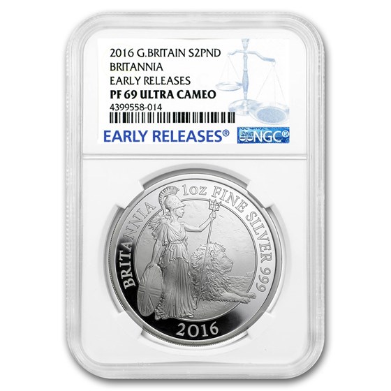 2016 Great Britain 1 oz Proof Silver Britannia PF-69 NGC (ER) 2016 Great Britain 1 oz Proof Silver Britannia PF-69 NGC (ER)