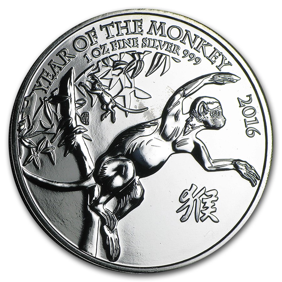 2016 Great Britain 1 oz Silver Year of the Monkey (Abrasions)