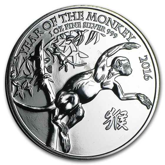 2016 Great Britain 1 oz Silver Year of the Monkey (Abrasions) 2016 Great Britain 1 oz Silver Year of the Monkey (Abrasions)