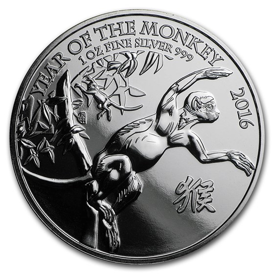 2016 Great Britain 1 oz Silver Year of the Monkey BU 2016 Great Britain 1 oz Silver Year of the Monkey BU