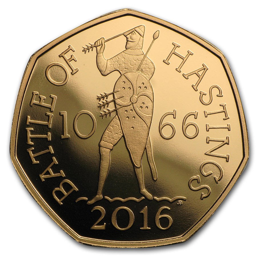2016 Great Britain 50 Pence Gold Battle of Hastings Proof