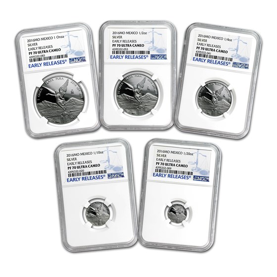 2016 Mexico 5-Coin Silver Libertad Prf Set PF-70 NGC (ER, 1.9 oz) 2016 Mexico 5-Coin Silver Libertad Prf Set PF-70 NGC (ER, 1.9 oz)