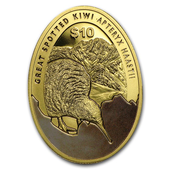 2016 New Zealand 1/4 oz Proof Gold $10 Kiwi Egg-Shaped Proof Coin 2016 New Zealand 1/4 oz Proof Gold $10 Kiwi Egg-Shaped Proof Coin