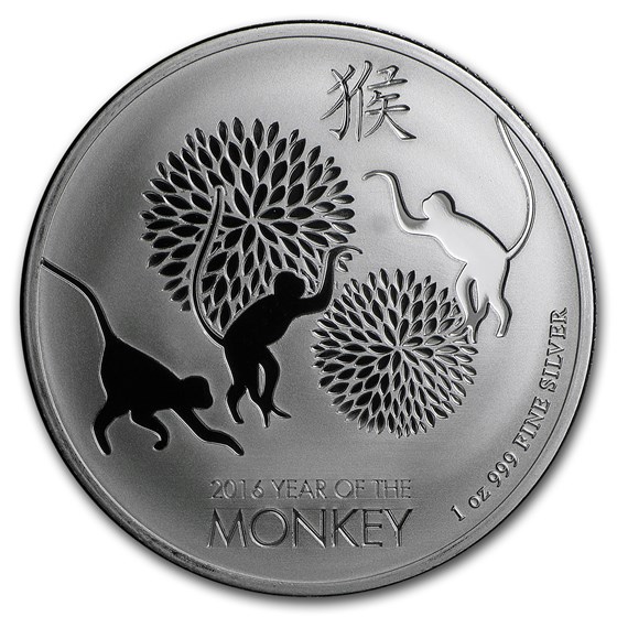 2016 New Zealand 1 oz Silver $2 Lunar Year of the Monkey BU 2016 New Zealand 1 oz Silver $2 Lunar Year of the Monkey BU