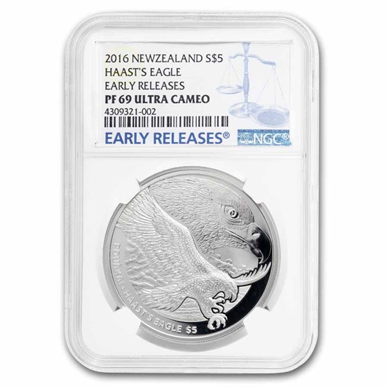 2016 New Zealand 1 oz Silver Haast's Eagle PF-69 NGC (ER)