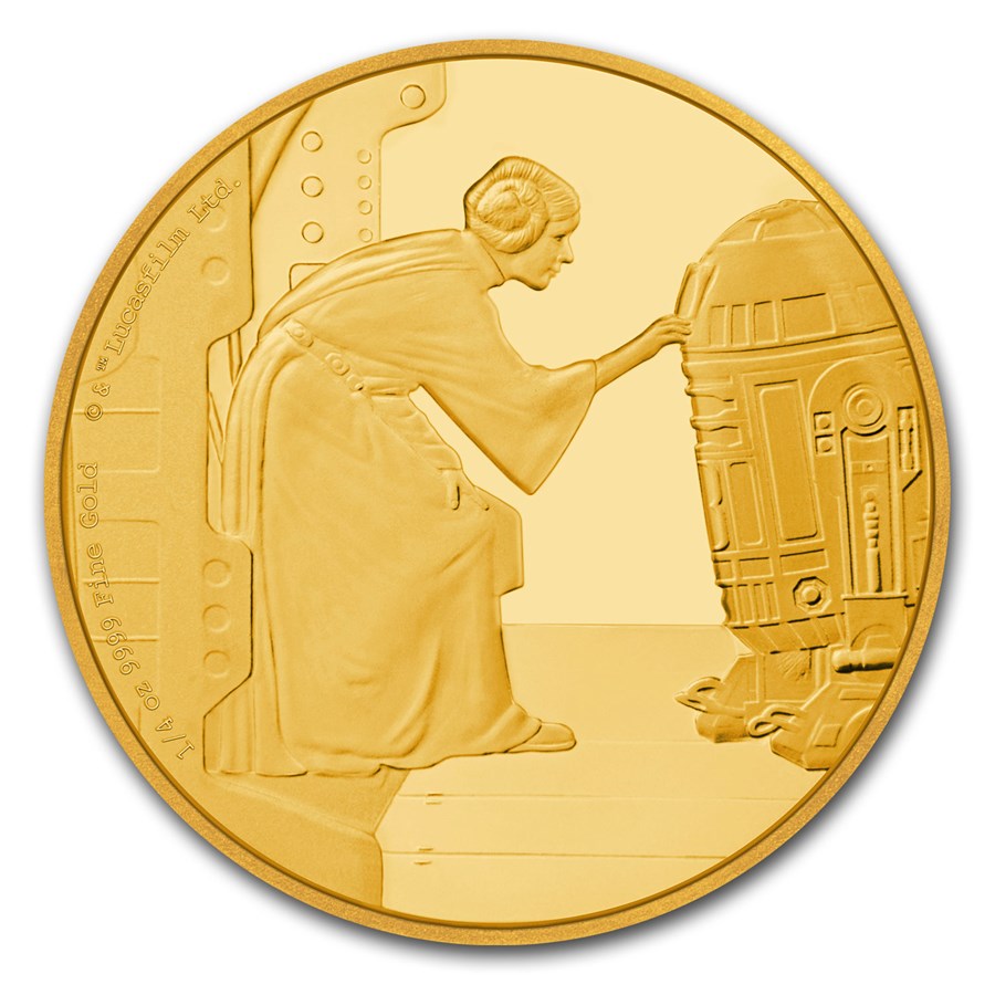 2016 Niue 1/4 oz Gold $25 Star Wars Princess Leia Prf (Box & COA)
