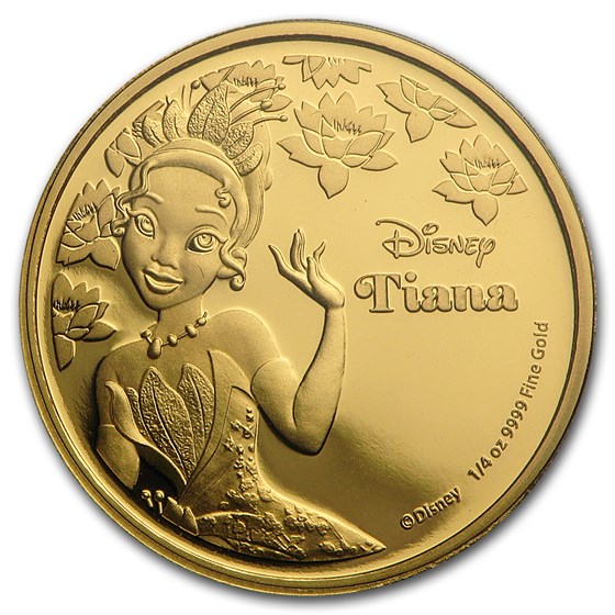 2016 Niue 1/4 oz Proof Gold $25 Disney Princess Tiana 2016 Niue 1/4 oz Proof Gold $25 Disney Princess Tiana