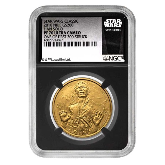 2016 Niue 1 oz Au $200 Star Wars Han Solo PF-70 UCAM NGC 1st 200 2016 Niue 1 oz Au $200 Star Wars Han Solo PF-70 UCAM NGC 1st 200
