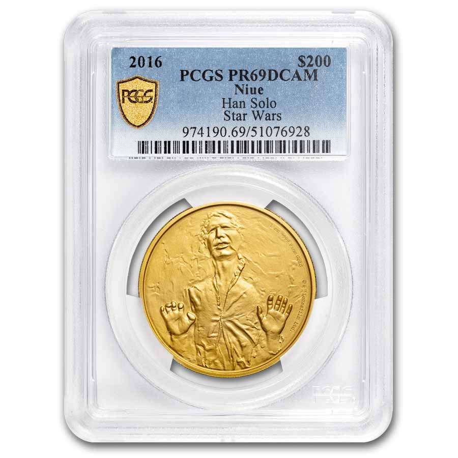 2016 Niue 1 oz Proof Gold $200 Star Wars Han Solo PCGS-PR69 DCAM