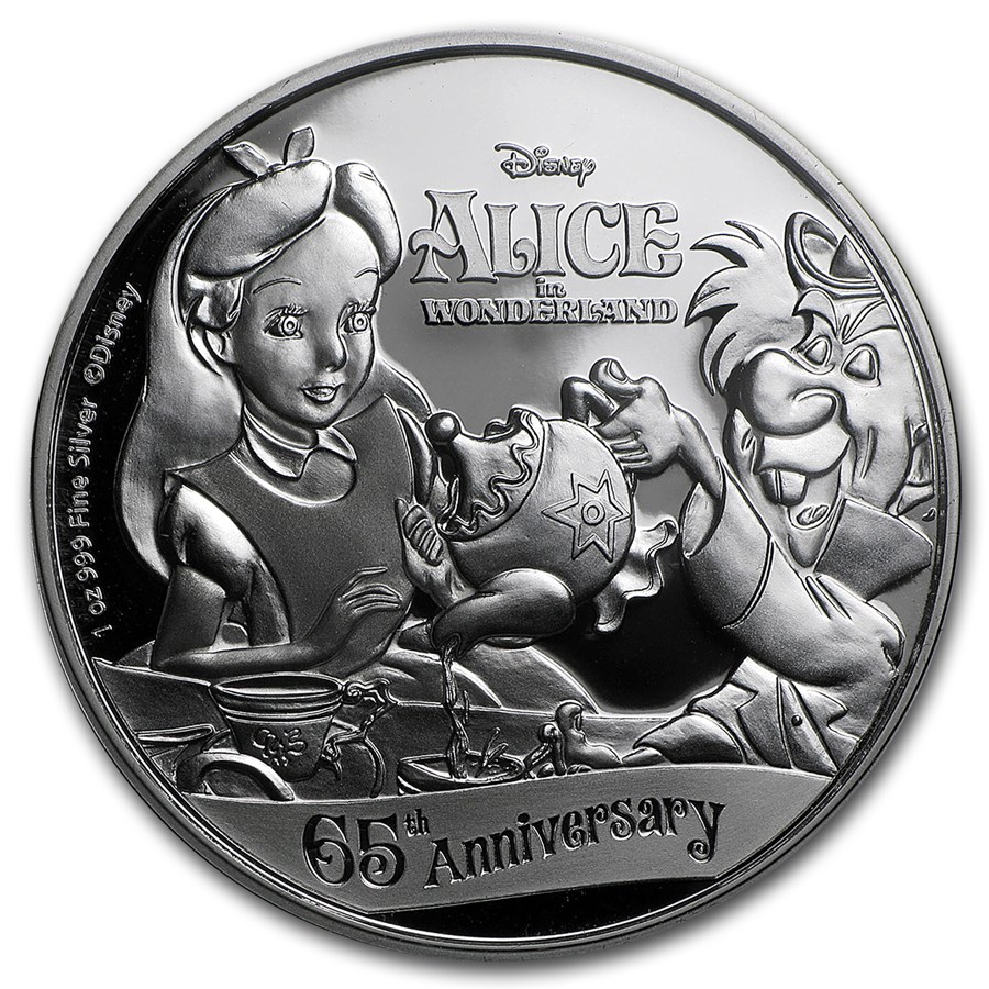 2016 Niue 1 oz Silver $2 Disney 65th Anniv of Alice in Wonderland