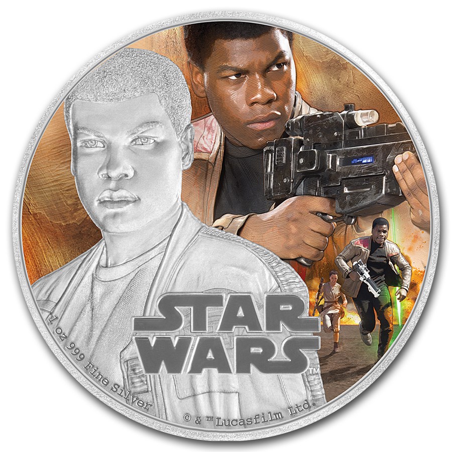 2016 Niue 1 oz Silver $2 Star Wars Finn (w/Box & COA)