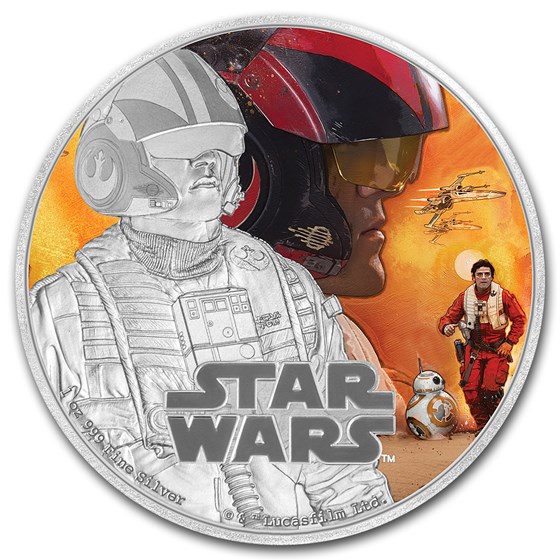 2016 Niue 1 oz Silver $2 Star Wars Poe Dameron (w/Box & COA)