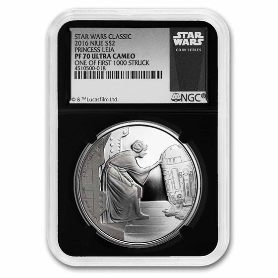 2016 Niue 1 oz Silver $2 Star Wars Princess Leia PF-70 First 1000 2016 Niue 1 oz Silver $2 Star Wars Princess Leia PF-70 First 1000