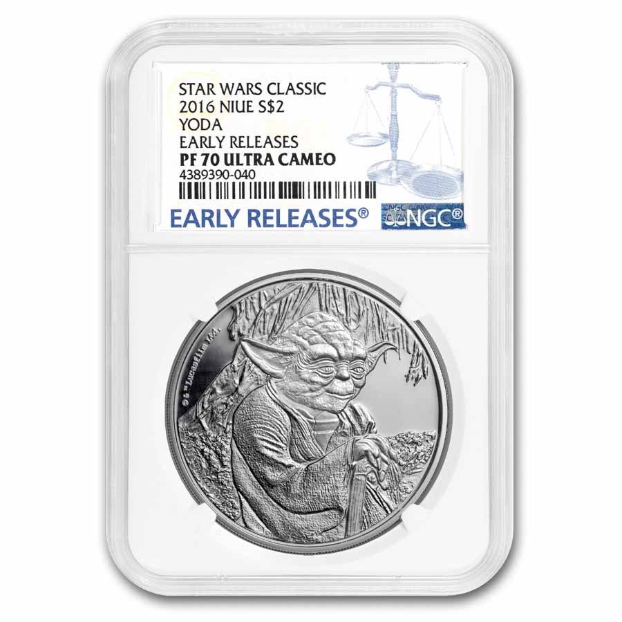 2016 Niue 1 oz Silver $2 Star Wars Yoda PF-70 UCAM Early Releases