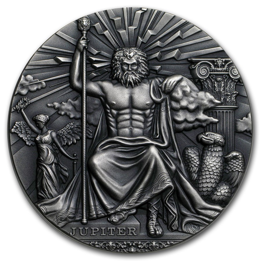 2016 Niue 2 oz Antique Silver Roman Gods (Jupiter)