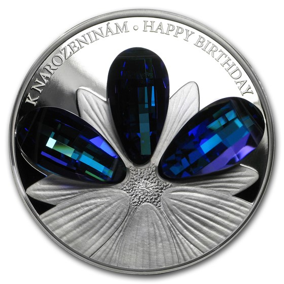 2016 Niue Silver Crystal Coin First Series Happy Birthday 2016 Niue Silver Crystal Coin First Series Happy Birthday
