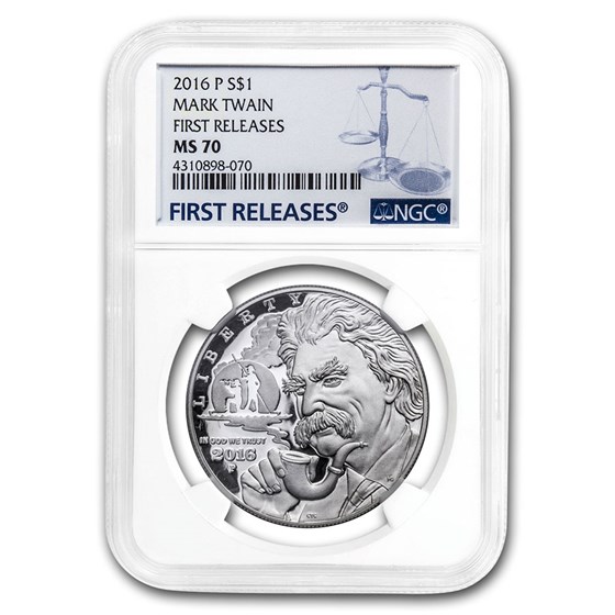 2016-P Mark Twain $1 Silver Commem MS-70 NGC 2016-P Mark Twain $1 Silver Commem MS-70 NGC