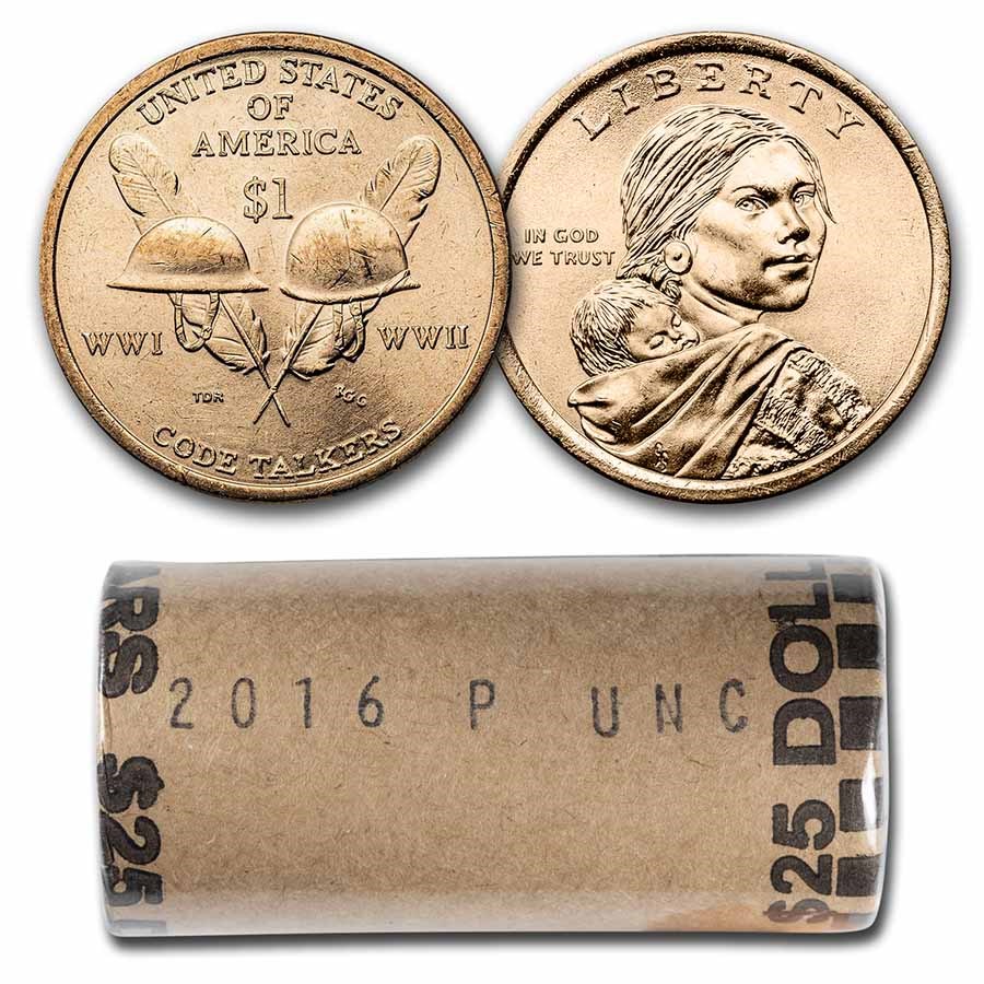2016-P Native Amer $1 - Code Talkers (25 Coin Mint Roll) BU