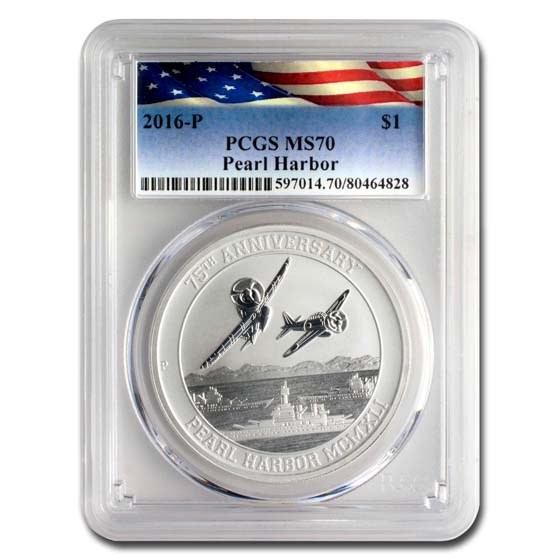 2016-P Tuvalu 1 oz Silver Pearl Harbor MS-70 PCGS