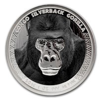 2016 Republic of Congo 1 oz Silver Silverback Gorilla (Colorized)